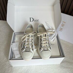 Dior Women's White and Gray Logo Sneakers